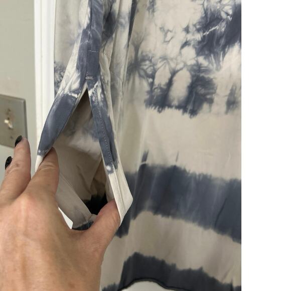 J Jill Pure Jill Blue White Tie Dye Print V Neck Longline Tunic Blouse Top XL - Picture 8 of 13